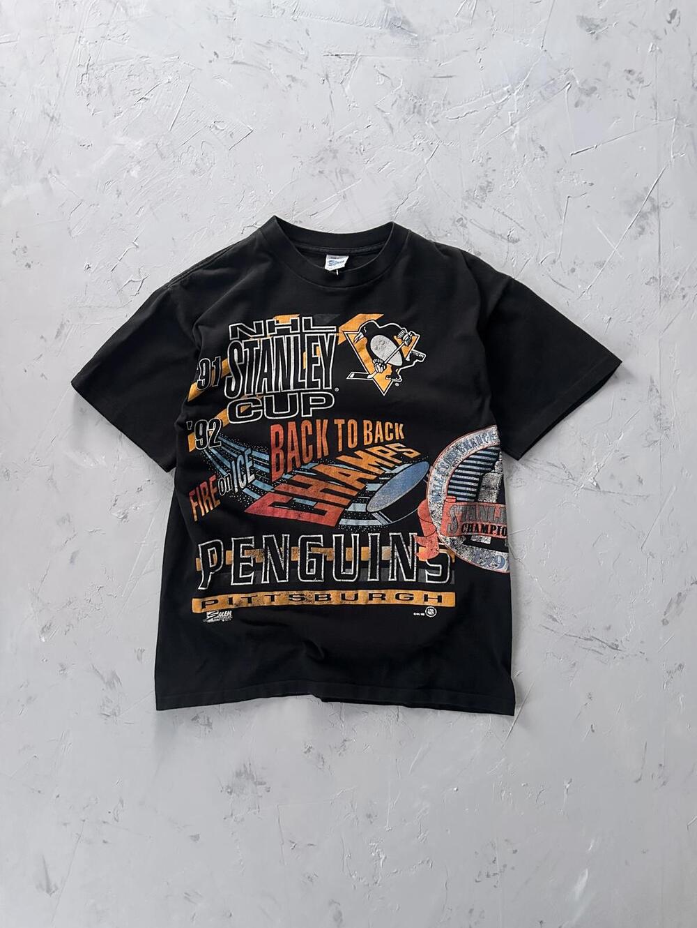 Vintage 90's NHL Pittsburgh Penguins 1991-1992 Back to Back Champs tee